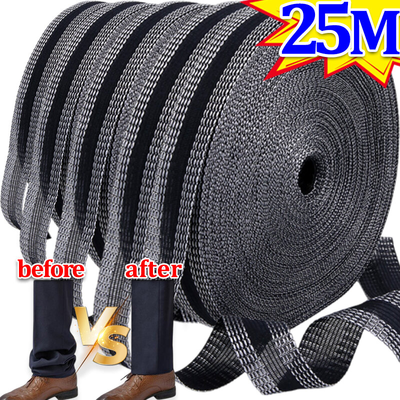 1/25M Self-Adhesive Pant Paste Tape for Trousers Patch Legs Pants Edge Shorten Sewing Tool Clothing Iron-on Hem DIY Fabric Tape