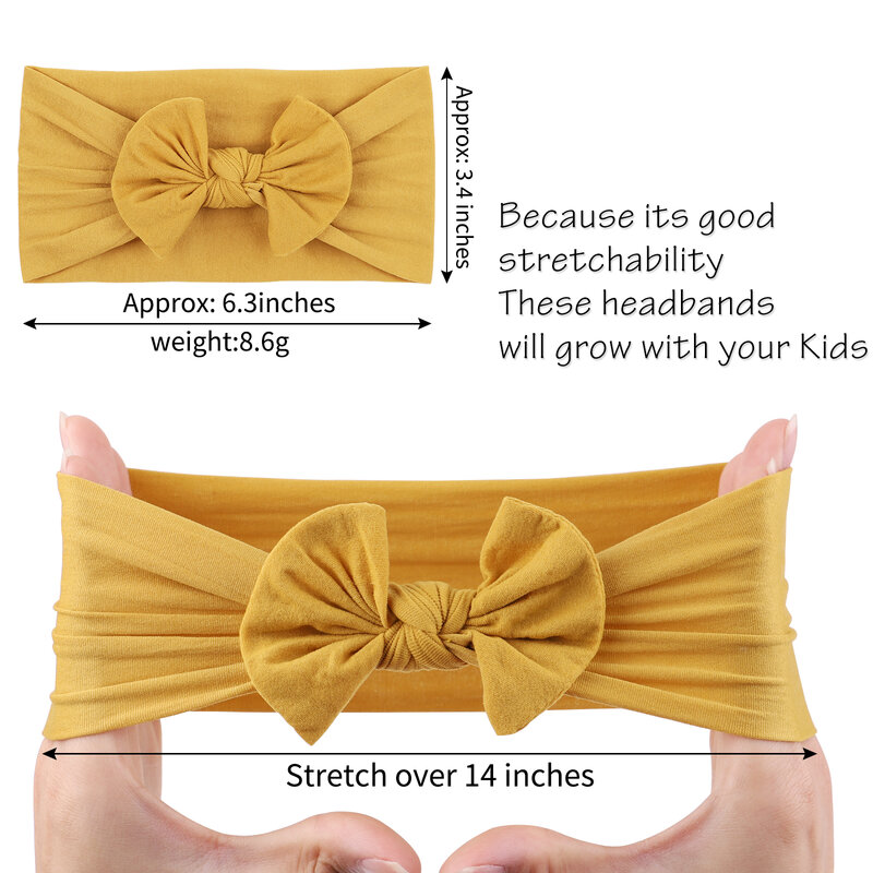 Solid Color Broadside Bowknot Headband for Kids Girls Elastic Hair Band Hairband Boutique Turban Headwear Baby Hair Accessories