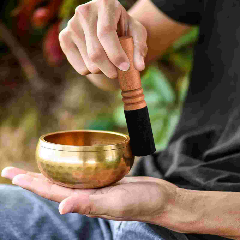 Bernyanyi mangkuk tongkat Mallet kayu Buddha suara tongkat ketuk wol merasa Nepal