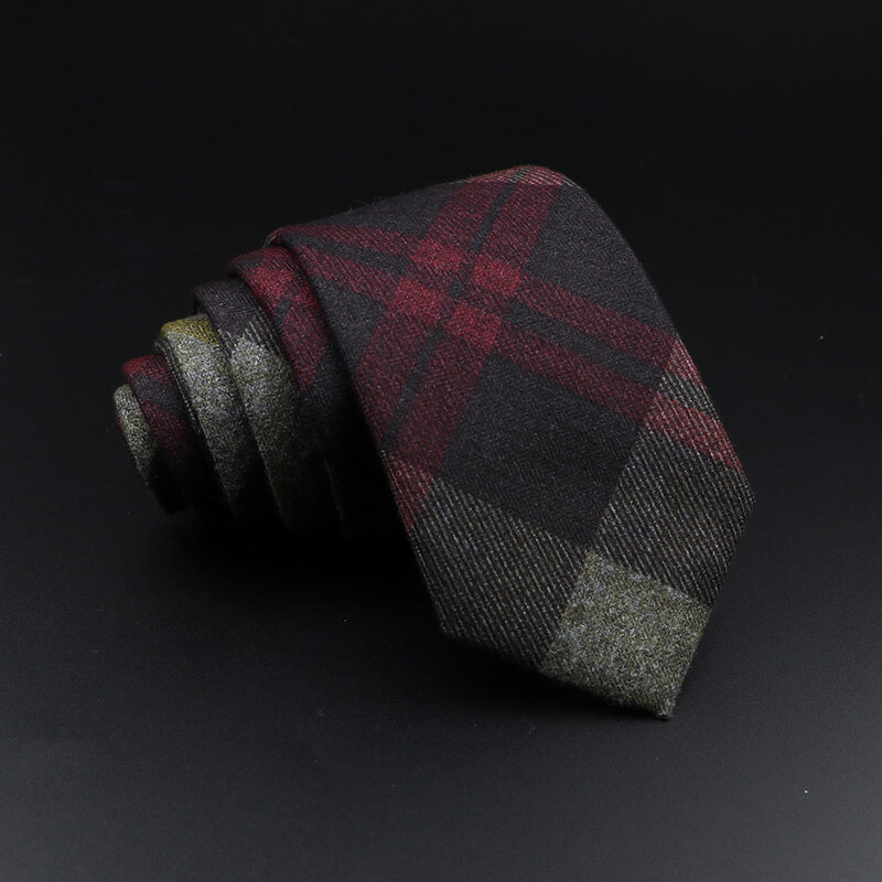 Gravata de lã xadrez masculina, gravatas estreitas, algodão artesanal, preto, cinza, vermelho, casamento, festa de negócios, camisa de terno, acessório de presente