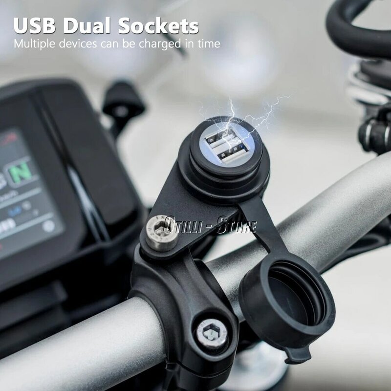 Adaptador de carregador USB para motocicleta, soquete de alimentação, Dual Port para BMW G310GS, F650GS, F750GS, F700GS, F850GS, F800GS, F900R, C400X, R18