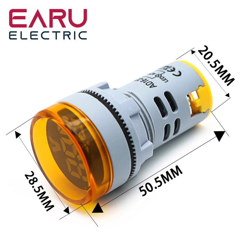 Mini Voltmètre Numérique Rond de 22mm, Testeur de Tension AC 12-500V, Moniteur de Puissance, Indicateur LED, Lampe Pilote, Affichage Lumineux