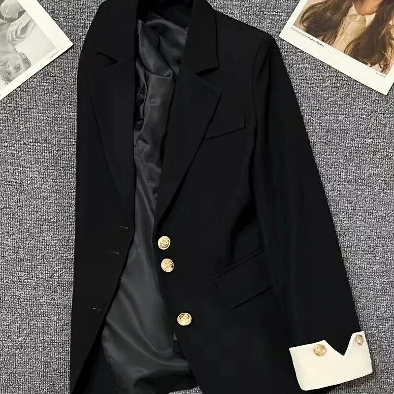 2024 Korea wanita jaket Blazer tunggal Breasted longgar Abrigos kantor wanita setelan mantel klasik musim semi musim gugur Fashion baru
