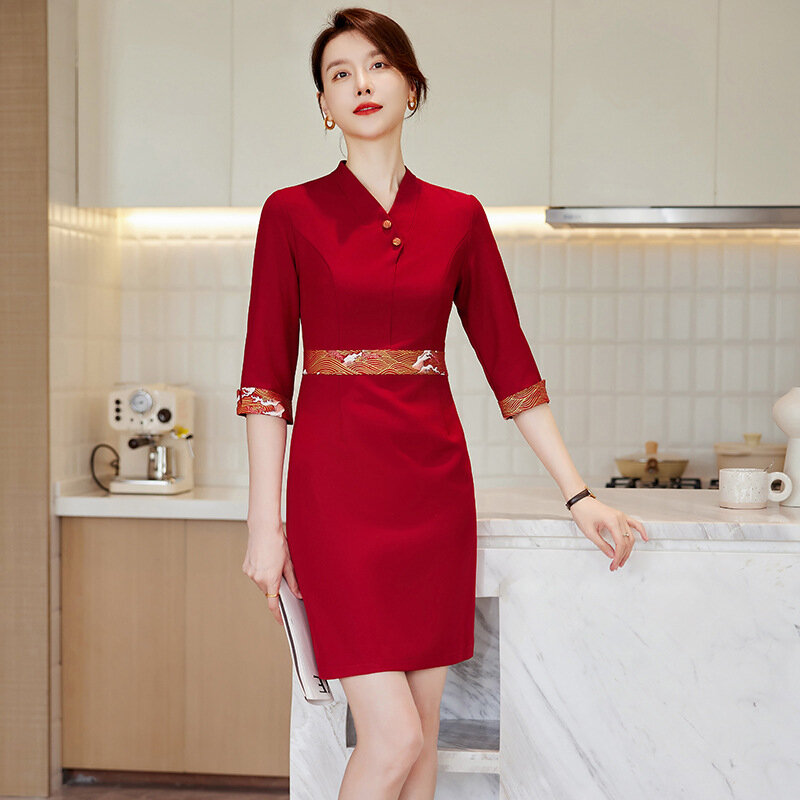 Conjunto rojo de 2 piezas para mujer, Blazer elegante y ajustado, minivestido de oficina, a la moda, para Primavera, 2024