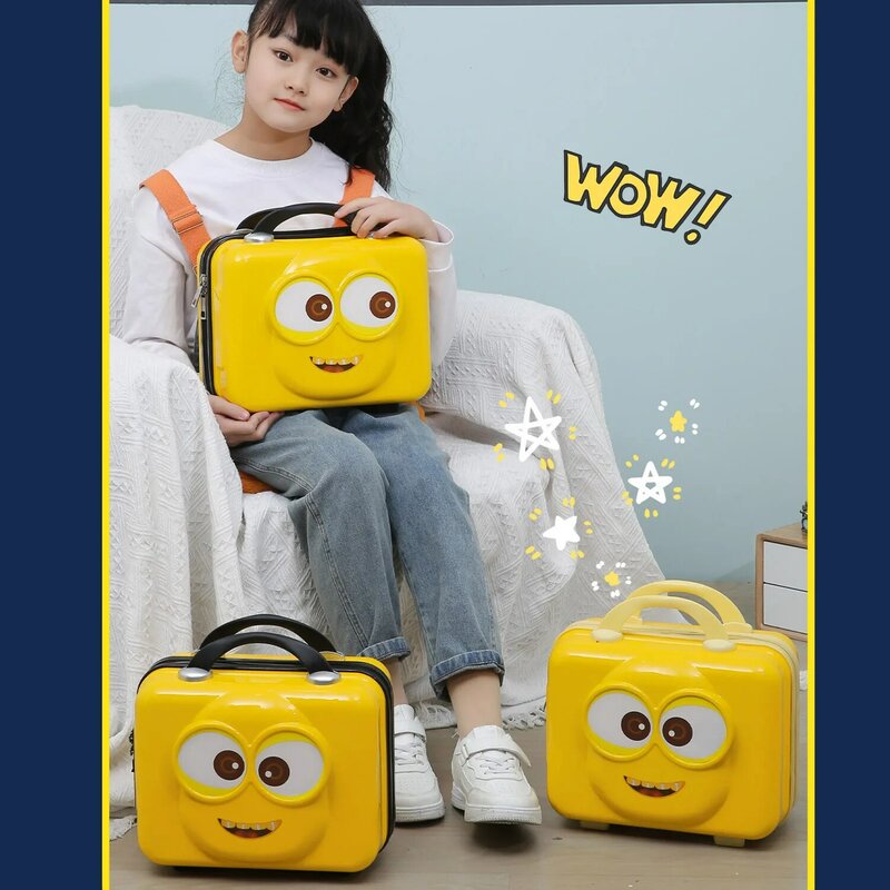 14-inch boy/girl suitcase Makeup case Travel case with hand gift Outdoor travel portable case Cute big eyes combination case