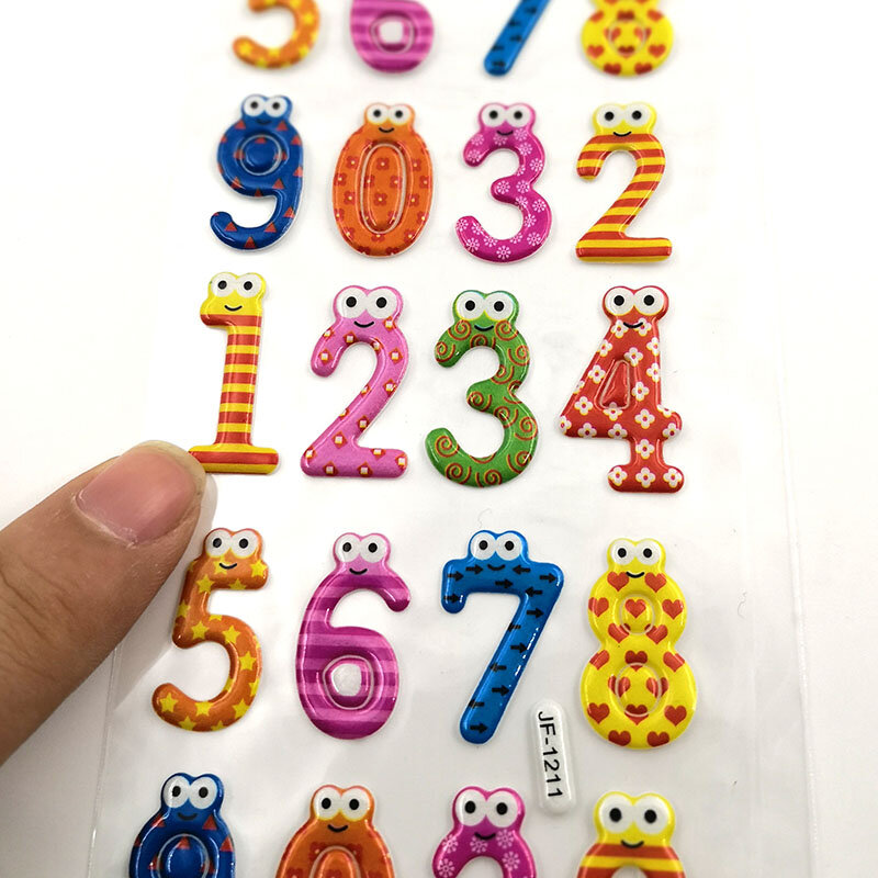 Autocollant série Alphabet numérique 3D, étiquette, dessin animé, papeterie pour enfants, cadeau, mode, fournitures scolaires et de bureau, 10 feuilles