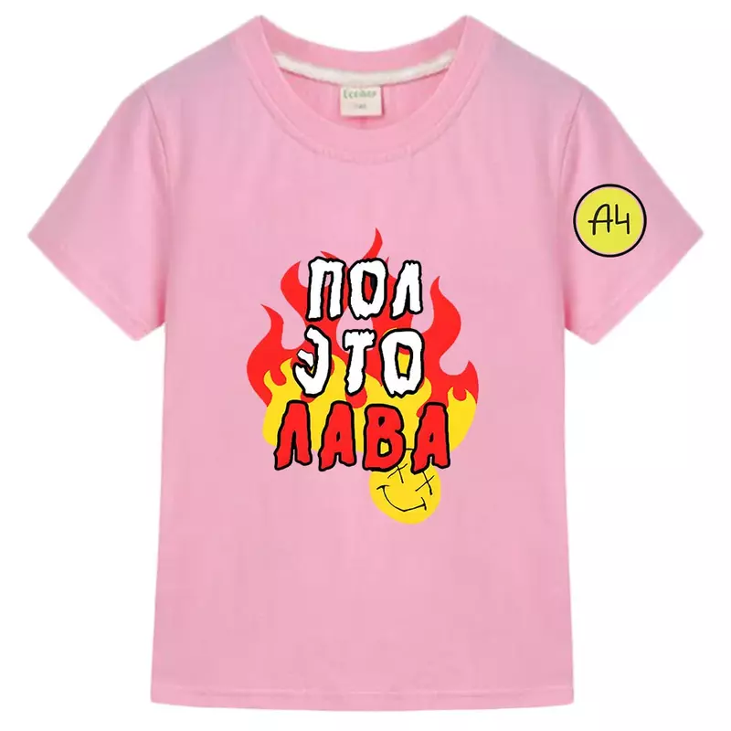Camiseta de Manga corta para niños y niñas, camisa de dibujos animados Kawaii, 100% algodón