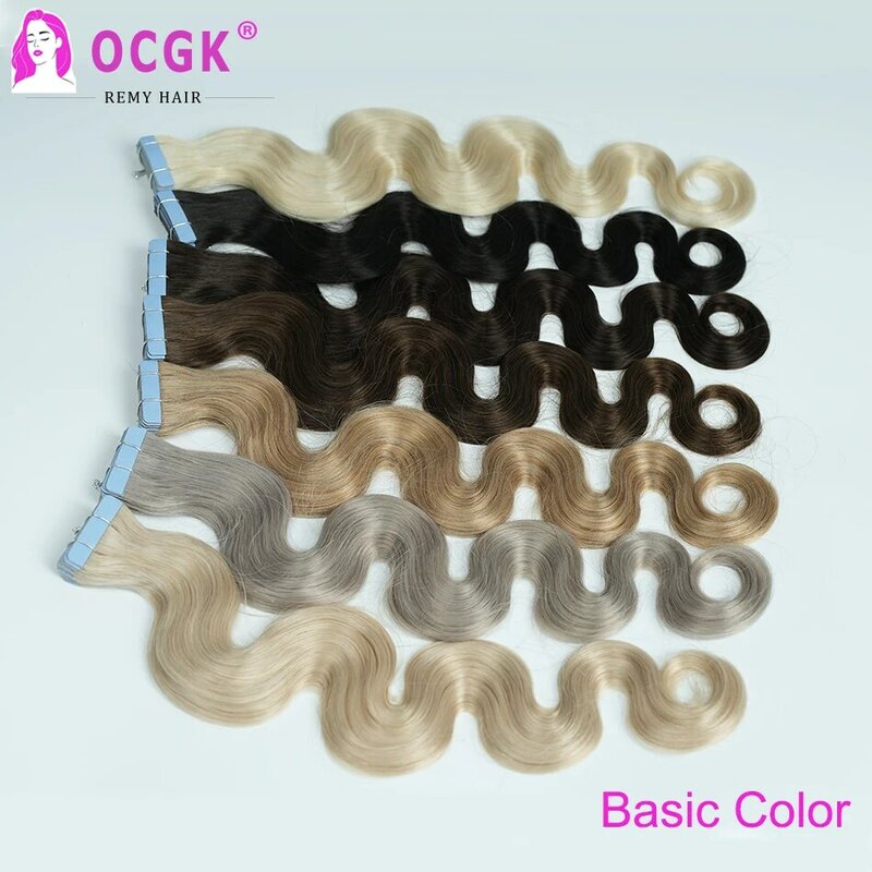 Body Wave Tape In Hair Extensions European Human Hair 20/40 Pcs Blonde  Balayage Color Double Side Adhesive Tape In Remy Hair