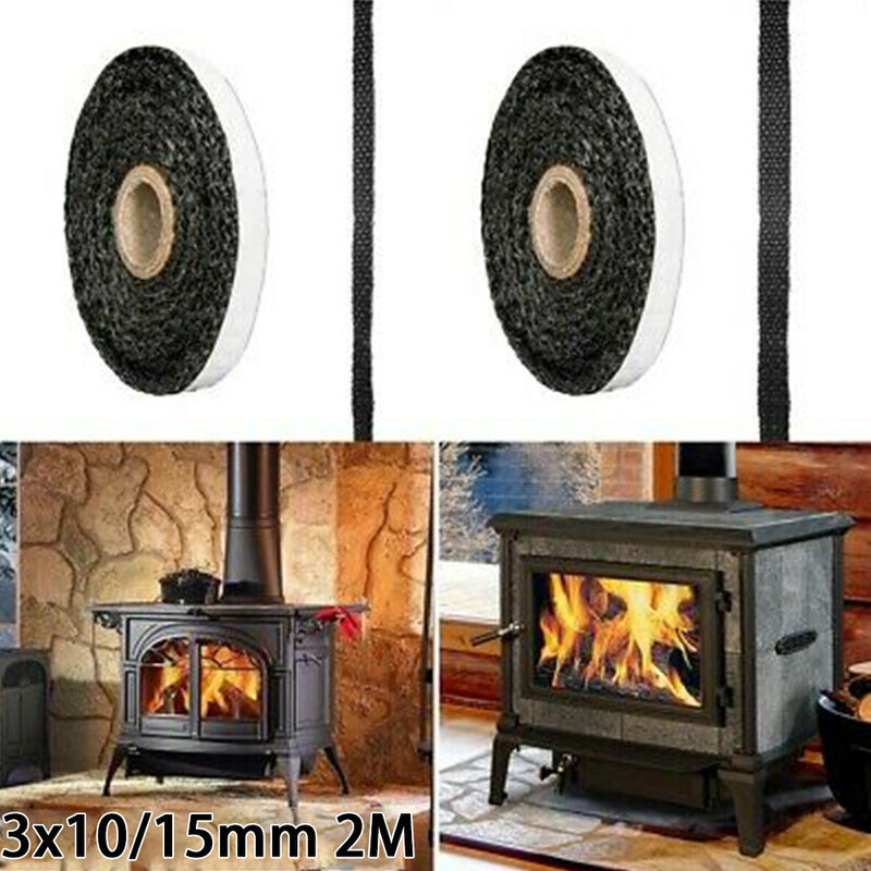 10/15mm Stove Sealing Tape Bbb Stove Gasket Rope Aaa Self -Adhesive Glass Seal Fireplace Door Sealing Tape Stove Accessories