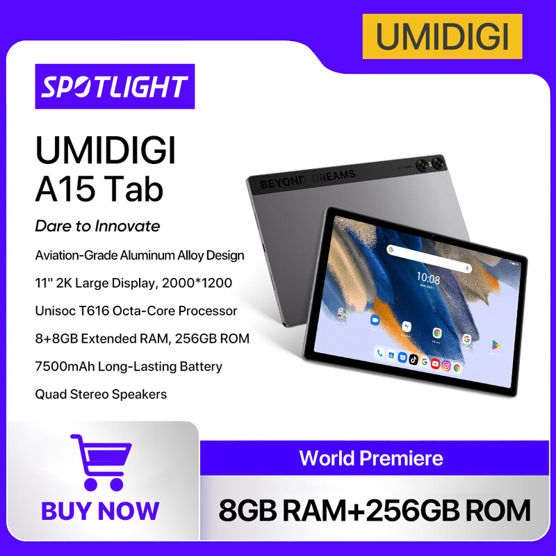 [World Premiere]UMIDIGI A15 Tab Android 13 Smart tablet 8+8GB RAM 256GB ROM 11" 2K HD+Display 7500mAh Mega Battery 13MP Camera