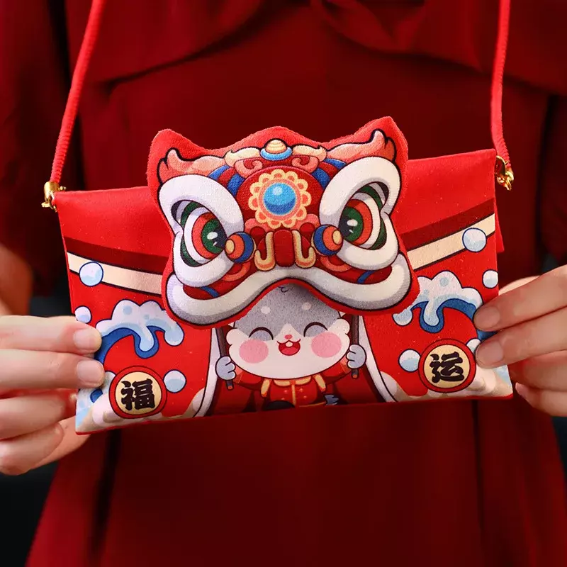 ซองจดหมายสีแดงปีมังกร2024ตรุษจีนซองจดหมายสีแดงนำโชคกระเป๋าสีแดงราศีมังกรอุปกรณ์ปีใหม่