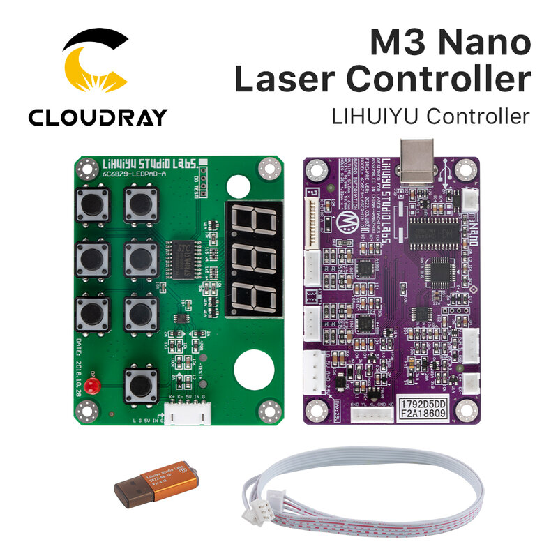 Clouç LIHUIYU M3 Pengontrol Laser Nano Papan Utama Ibu + Panel Kontrol + Sistem Pengukir Dongle B DIY 3020 3040 K40
