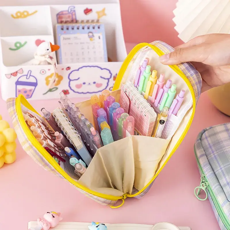 1 Piece Fashion JK Series Pencil Case for Kids Simplicity Striped Line Pencil Bag High Capacity Stationery Storage Bag Student