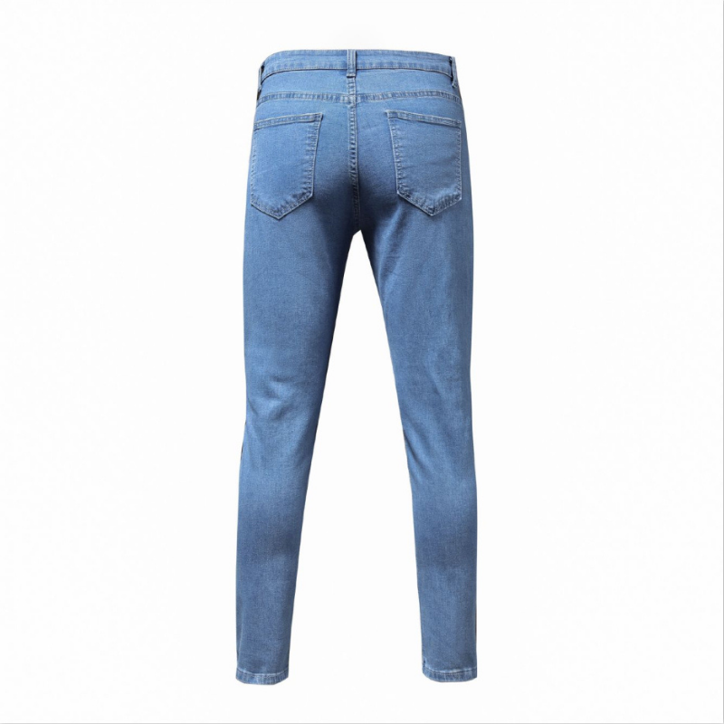 Брюки-Карандаш мужские прямые на молнии, деловой стиль, повседневные уличные джинсы для бега, брюки из денима в полоску, весна-осень