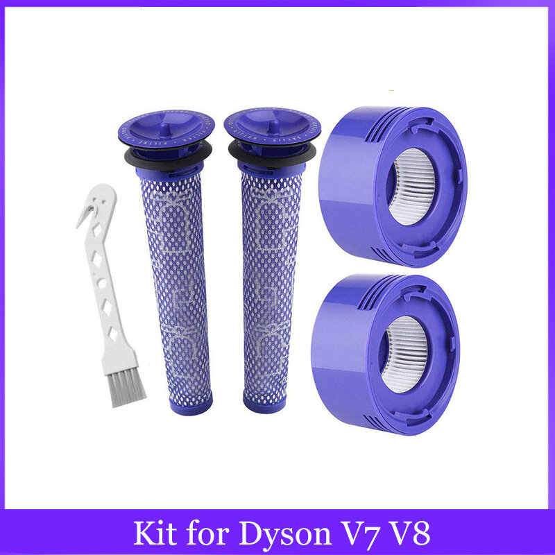 Kit d'accessoires de remplacement pour aspirateur sans fil Dyson V7 V8, pré-filtre et post-filtre + post-filtre HEPA