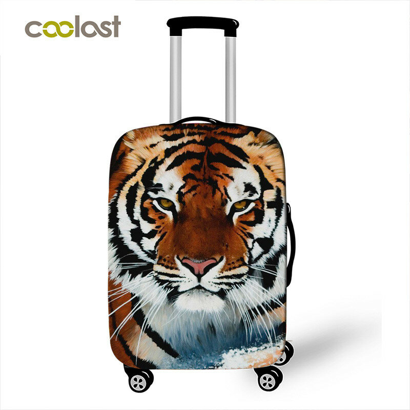 Housse de bagage épaisse imprimée d'animaux, accessoires de voyage, housse de valise élastique, housse de protection pour chariot de voyage