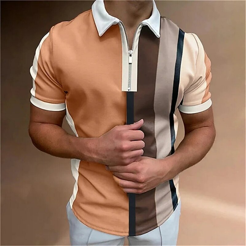 Футболка-поло мужская с отложным воротником, лонгслив, короткий рукав, на молнии, Оригинальная одежда для гольфа, рубашка для гольфа
