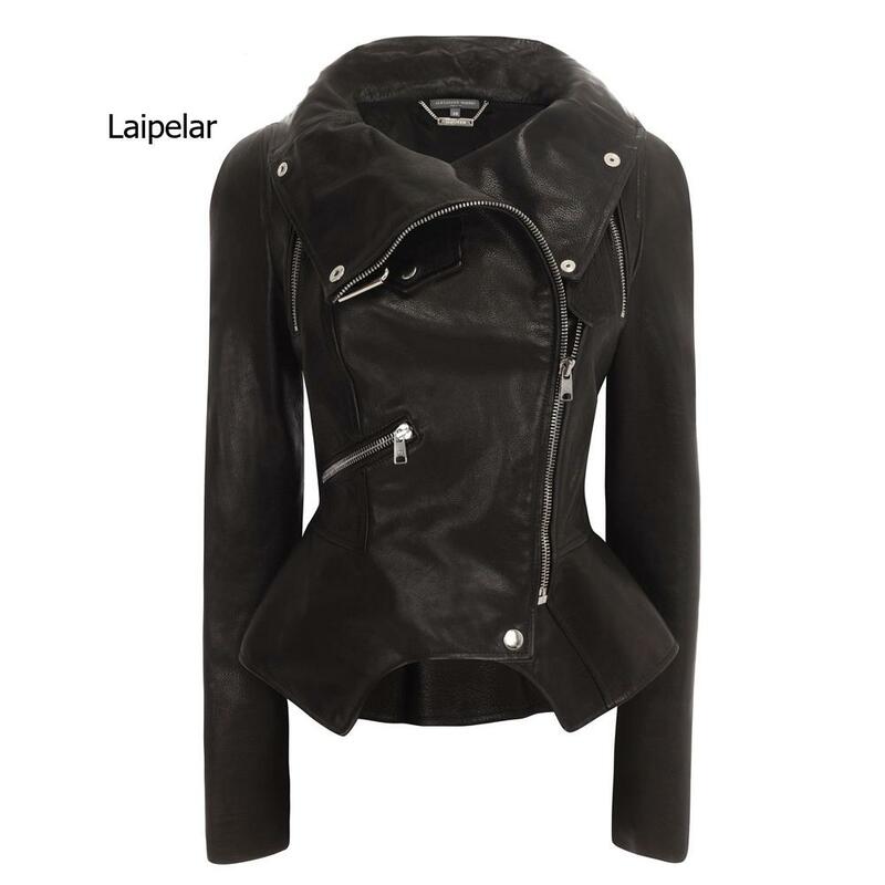 Куртка женская из искусственной кожи, черная, на осень/зиму, 2020