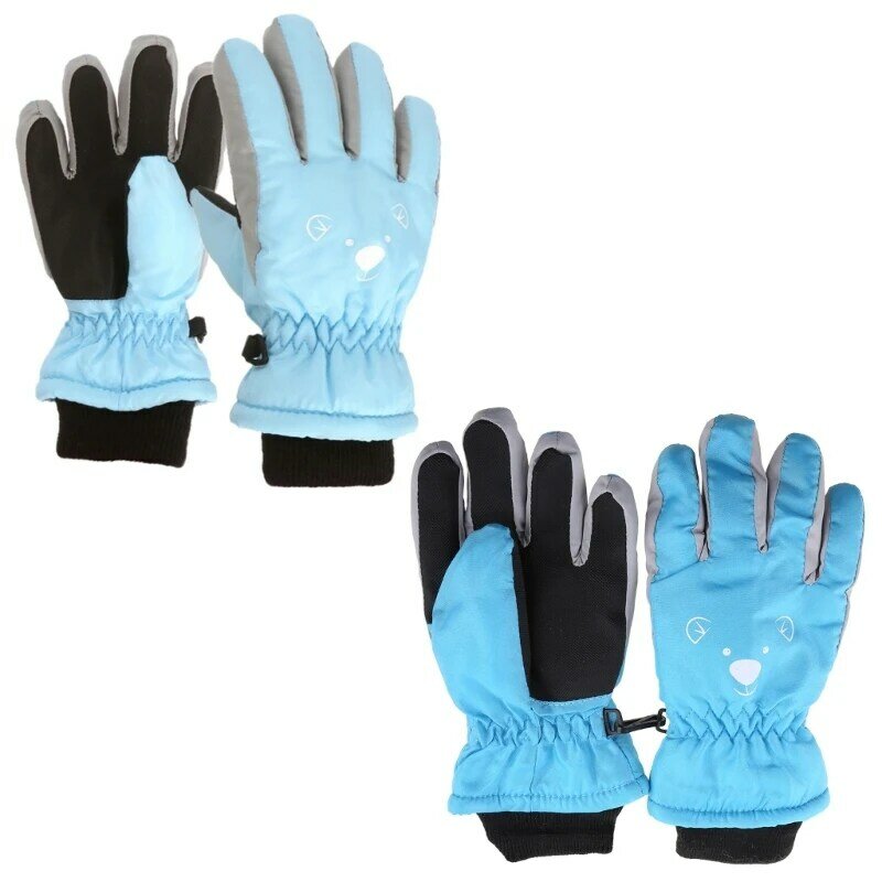 Детские лыжные велосипедные перчатки для малышей, толстые теплые варежки, милые перчатки с медвежьим лицом