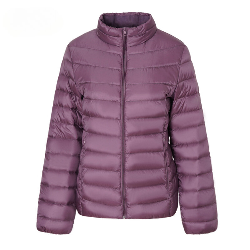 Down Jacket Women's Solid Color Autumn and Winter Lightweight Short White Duck Down Winter Coat