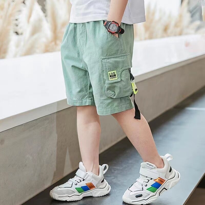 Pantalones finos de algodón puro para niños, pantalón corto de trabajo, edición coreana, a la moda, novedad de verano, 2024