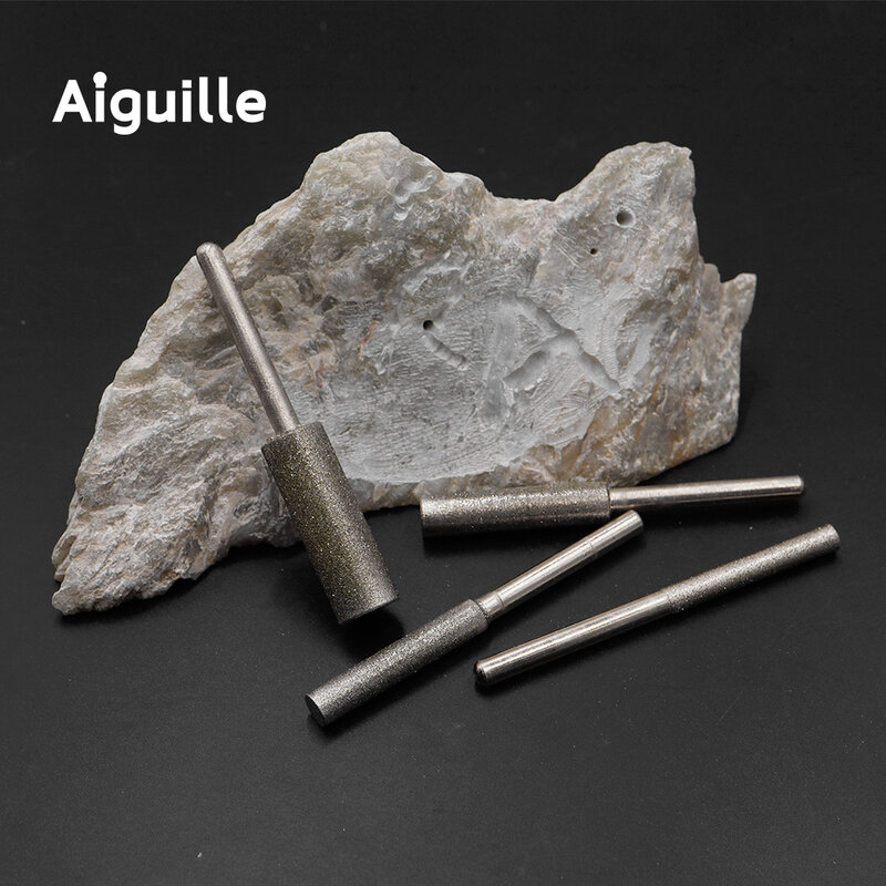 1szt 150# bardzo długie cylindryczne diamentowe wiertła szlifierskie 4-15mm diamentowe punkty szlifierskie metalowe wiertła ścierne jadeitowy kamień szlifierski zadzior