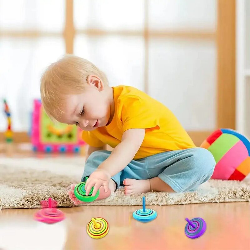 1 szt. Kolorowe organiczne zabawki drewniane Spin topy dla dzieci równowaga umiejętności koordynacji dzieci chłopcy dziewczęta imprezowe przysługi S6b8