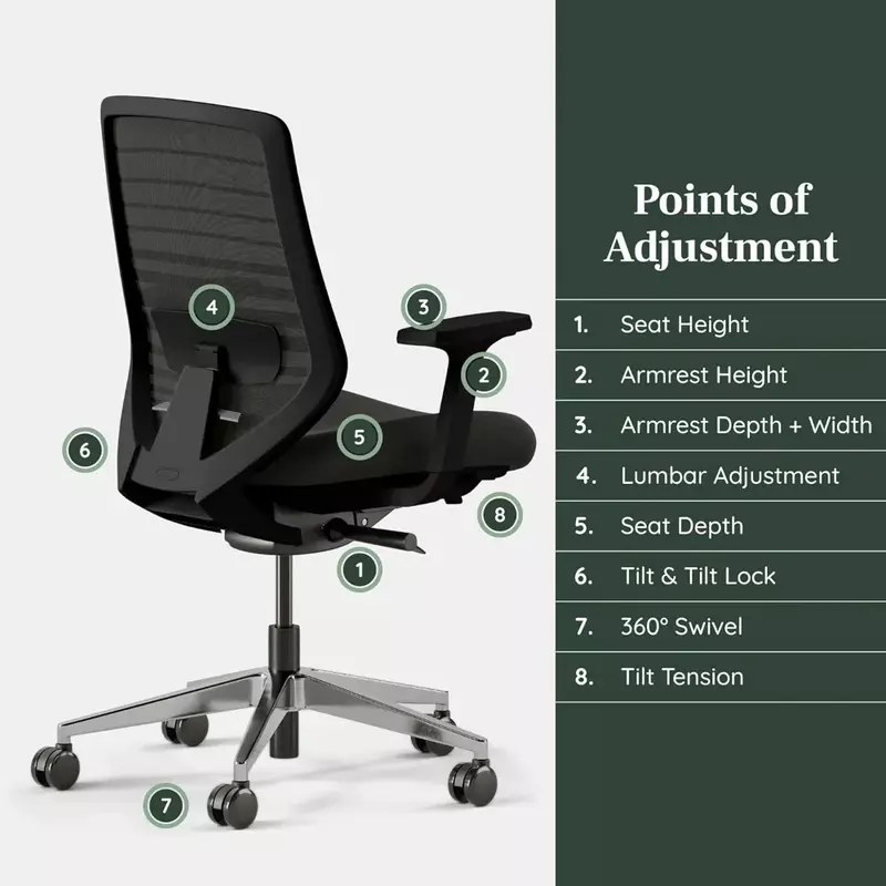 Bürostuhl, ein multifunktion aler Bürostuhl mit verstellbarer Taillen stütze, atmungsaktiver Netz rückenlehne und glatten Rädern