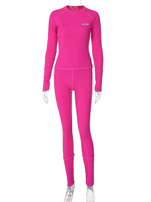 Женский комплект одежды Hawthaw, осенне-зимний комплект из двух предметов: Топ с длинным рукавом и длинные брюки, 2023