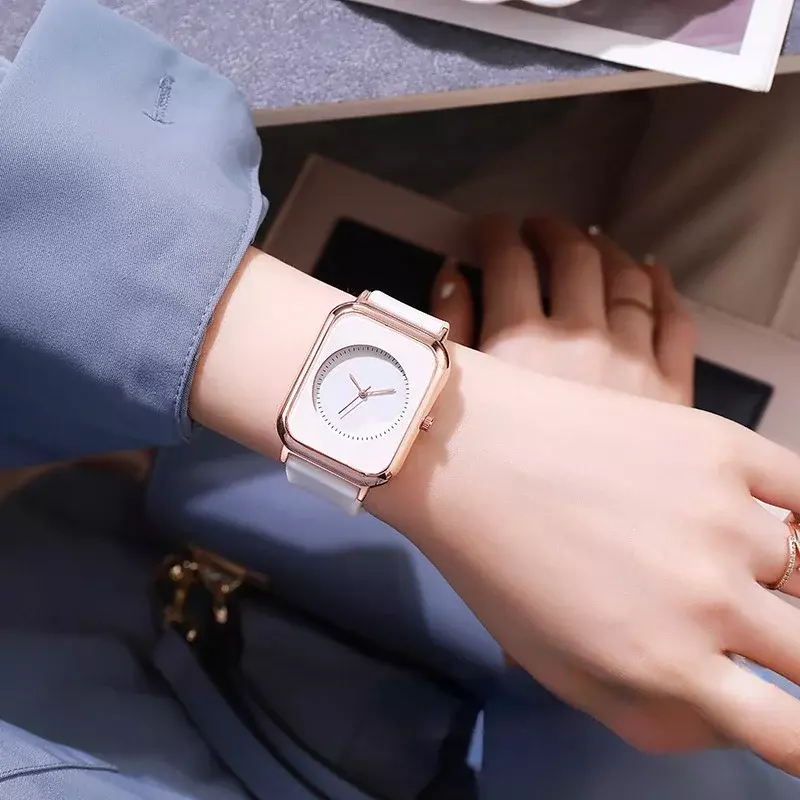 Jam tangan High-end wanita, arloji tali silikon minimalis modis gaya murid Relojes