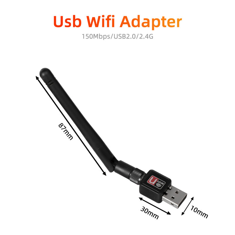 USB LAN 무선 네트워크 카드 PC 와이파이 수신기 어댑터, USB 802.11n/g/b 이더넷 와이파이 동글, 150Mbps 2.4GHz 안테나