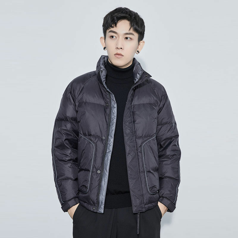 เสื้อแจ็คเก็ตน้ำหนักเบาสั้นผู้ชาย2023สไตล์เกาหลีแบบใหม่ฤดูหนาว, เสื้อแจ็กเก็ตขนเป็ดสีขาวอบอุ่น