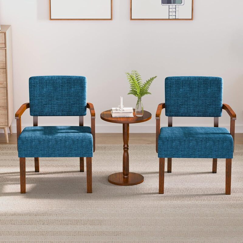 Набор из 2 стульев с акцентом, стулья для гостиной с мягким сиденьем и подлокотниками для гостиной, спальни, комнаты для чтения, комнаты ожидания