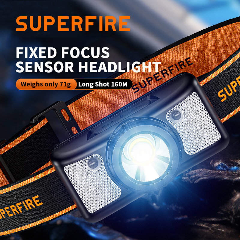 SuperFire 미니 LED 헤드라이트 유도 헤드라이트, 레드 및 화이트 라이트, 충전식 방수 낚시 랜턴, HL91/HL91-X