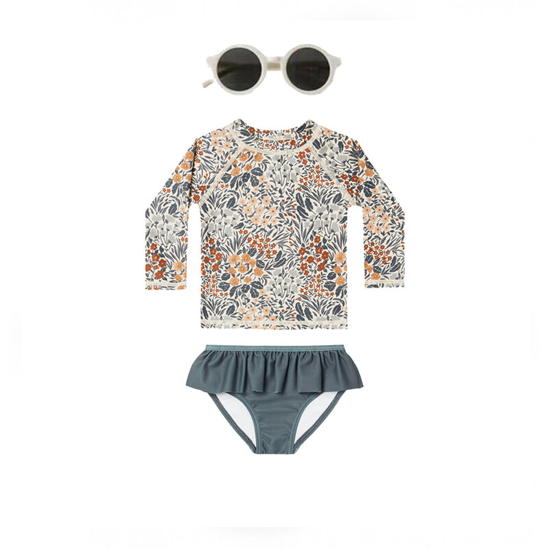 Set pakaian renang anak perempuan Rylee Cru baju renang anak satu potong pakaian renang liburan bayi pakaian luar pantai berenang Bikini