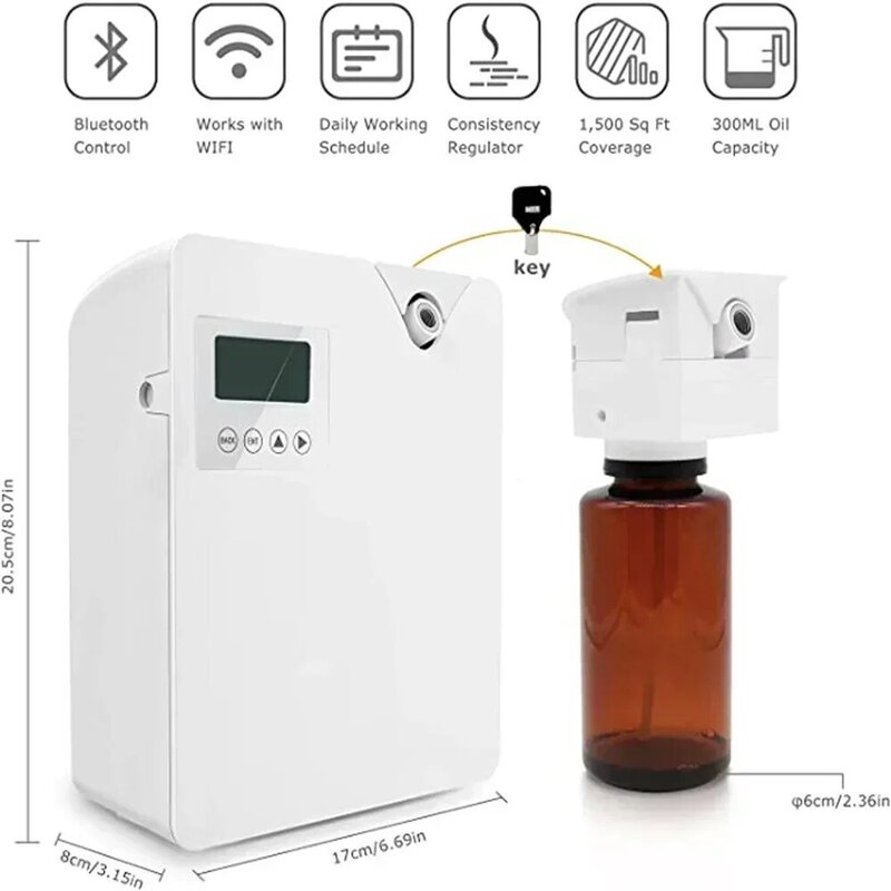 Difusor de aceites esenciales para el hogar, dispositivo con temporizador automático, atomizador de aire fragante, gran área, 300ml