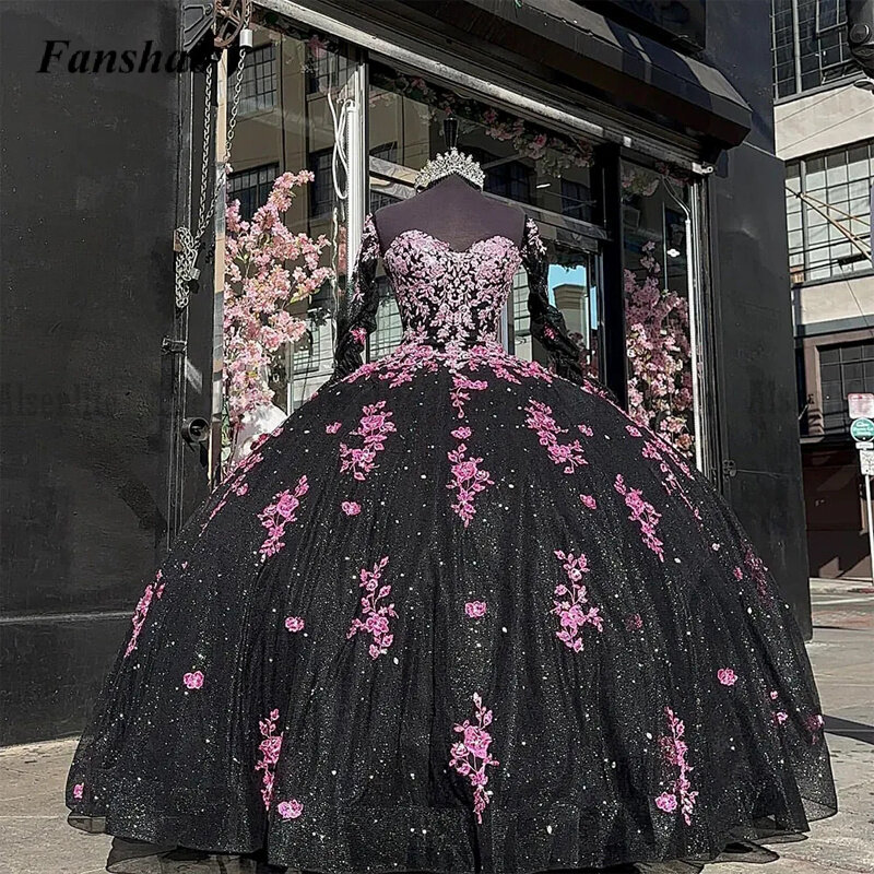 Fanshao pl19 Kleider für besondere Anlässe für Frauen Luxus Schatz Langarm Kristalle Valentinstag Roben de Soirée