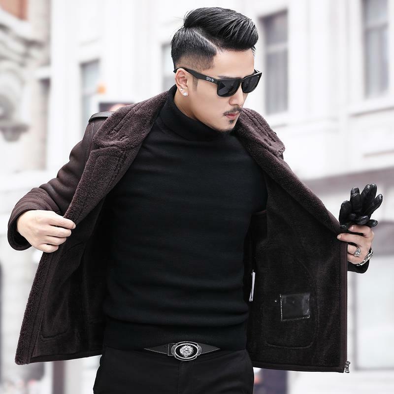 2023 Men's Autumn Winter New Short Genuine Fur Outerwear Male Casual Real Lamb Fur Jackets Men Thick Warm Pockets Coats C254