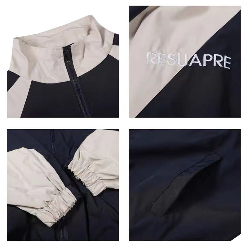 남성 힙합 대표팀 재킷, 하이 스트리트 패치워크 컬러 블록 바람막이 코트, 여성 얇은 패션 대학 재킷, 봄 가을