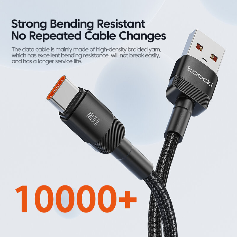USB-кабель Toocki типа C, 100 Вт, 6 А, кабель для быстрой зарядки для Xiaomi, Huawei P30, P40, Samsung POCO Realme Oneplus, кабель для передачи данных