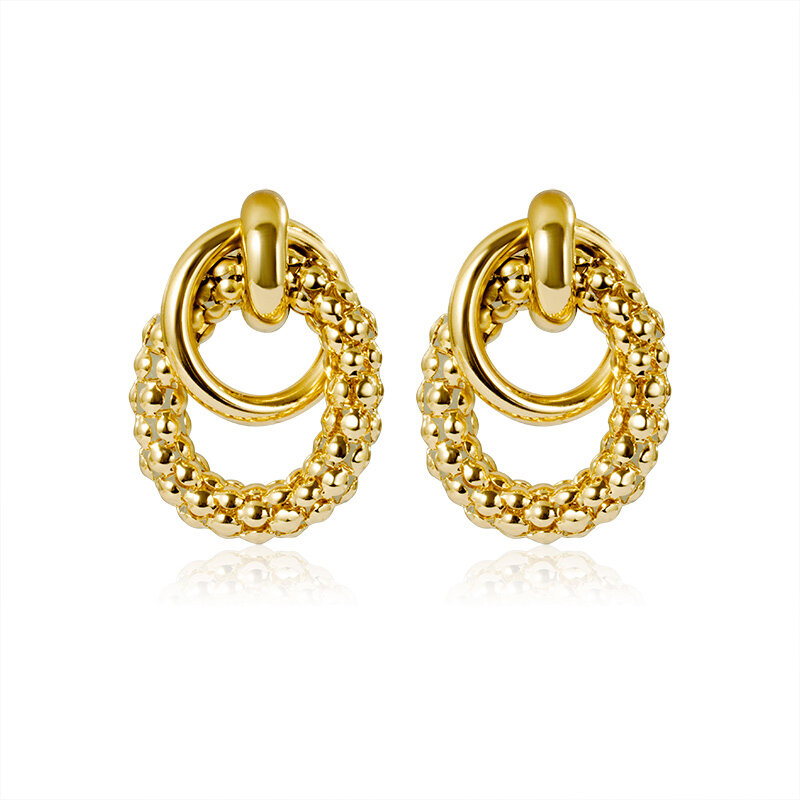 ZWC Golden Big Hoop Earrings for Women Geometric Retro Multiple Trendy Round Drop Earring Fashion Statement Brincos 2022 Jewelry