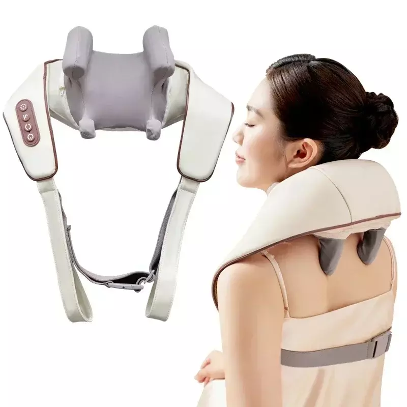 Chal de masaje Shiatsu eléctrico para cuello, masajeador de columna Cervical, espalda, hombros y cuello, masajeador muscular Trapezius, calor, coche y hogar