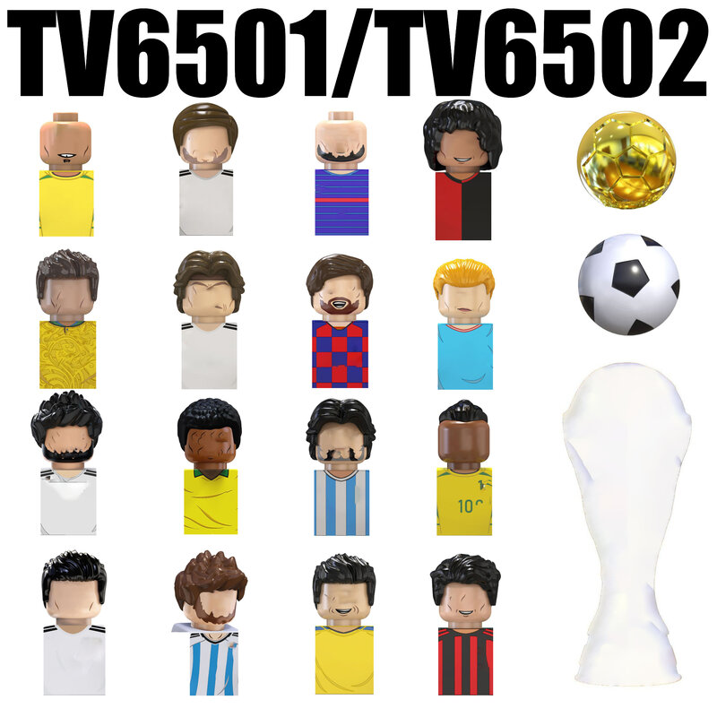 Tv6501 tv6502 Fußball welt eine Pokal-Trophäe Sport Superstar Kinder montiert Block Spielzeug Puzzle