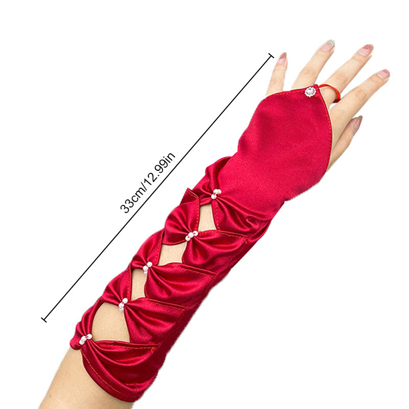Women Long Gloves Hollow Out Fingerless Elastic Bridal Gloves Wedding Party Sexy Accessories
