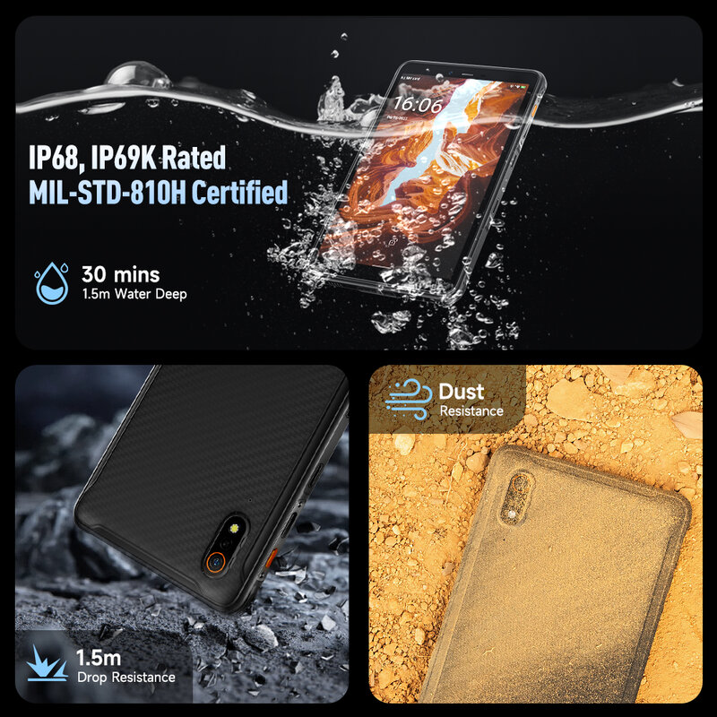 【New】 ulefone pancerz Pad Pro Tablet z gumowaną obudową IP68/IP69K 4G MT8788 16GB RAM(8GB + 8GB wirtualny RAM) 128GB 48mp 7650mAh Android 13