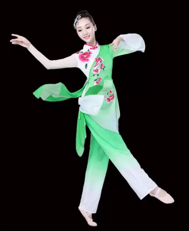 女性と女の子のためのyanggeクラシックダンスコスチューム、エレガントなダンススーツ、大人のための国家パフォーマンス服、中国のファンダンス