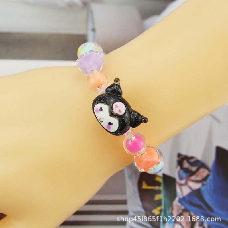 Kawali Sanrio Kuromi My Melody Cinnamoroll Pochacco popompurin pulsera colorida con abalorios para niñas, joyería de dibujos animados, juguetes para niños