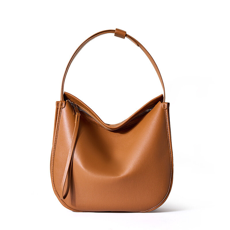 Stile generale 2024 nuova borsa a tracolla minimalista confortevole in morbida pelle borsa a tracolla di grande capacità per pendolari in pelle bovina per le donne