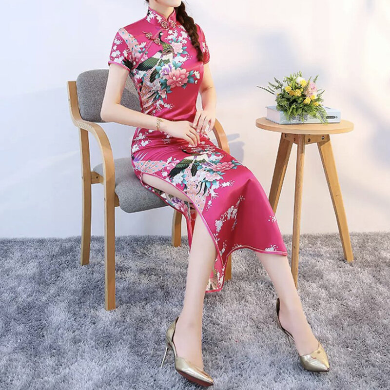 Женское осенне-весеннее платье в китайском стиле