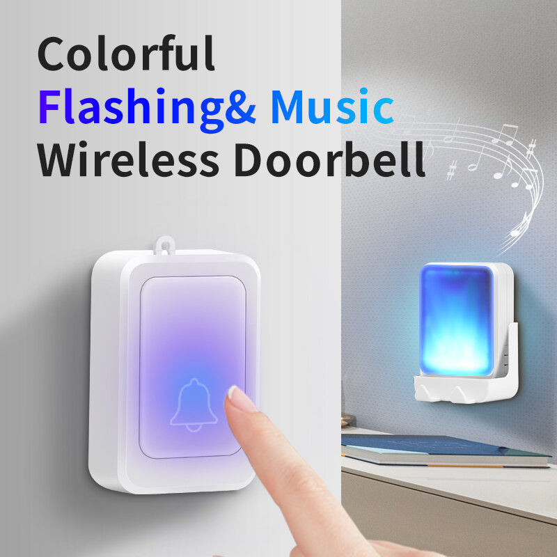 Wireless Remote Doorbell with Flashing Lights and Music for Deaf Individuals and Safety-minded People